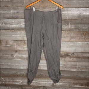 Cynthia Rowey size 12 100% linen Casual Gray convertible Pants